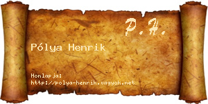 Pólya Henrik névjegykártya